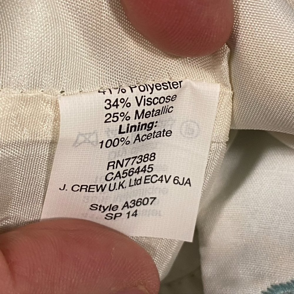 J.Crew Factory Mint and Gold Brocade Capri Pant Size 2 - Picture 10 of 10